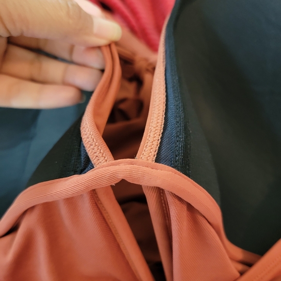 BLUE|Rod Beattie Chestnut Ruched Plunging Halter One Piece Swimsuit Sz 12 Sexy - Picture 8 of 12